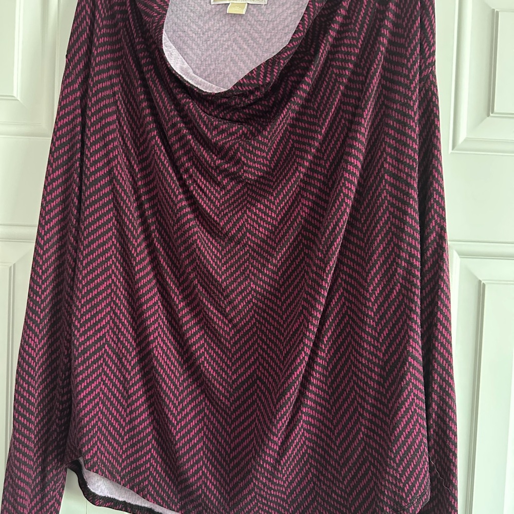 Michael Kors Burgundy and Black Chevron Top